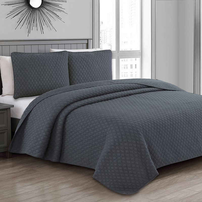 Estate Collection Fenwick Quilt Set, Grey, Twin