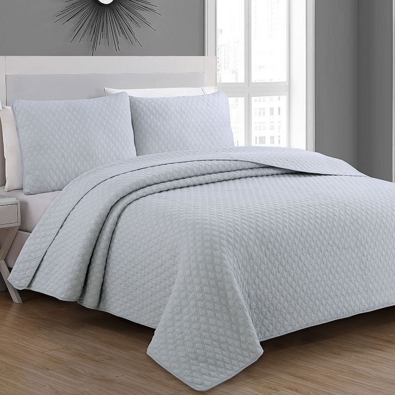 Estate Collection Fenwick Quilt Set, Grey, Full/Queen