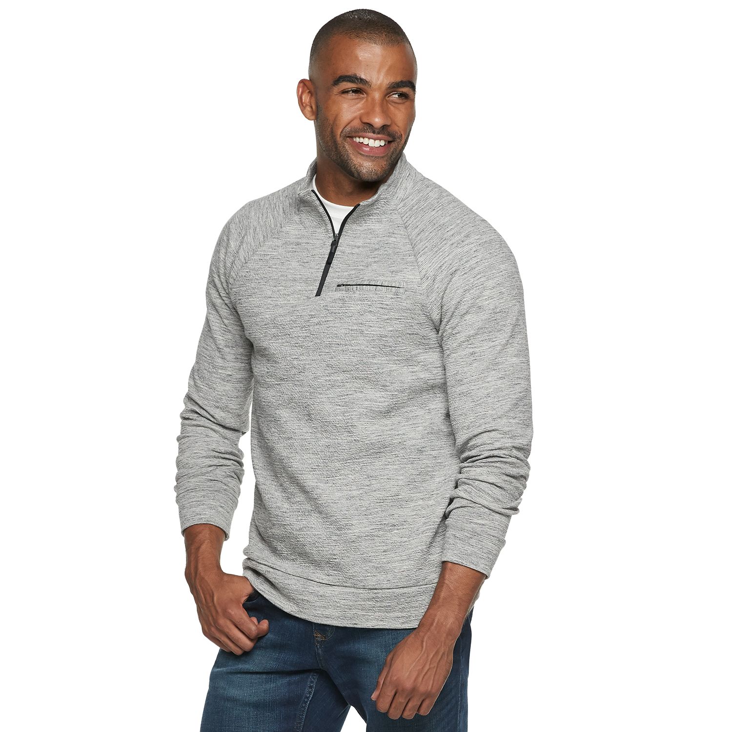mens slim fit quarter zip sweater
