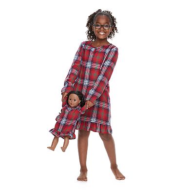 Girls 4-16 Jammies For Your Families Plaid Flannel Nightgown & Doll Gown Pajama Set