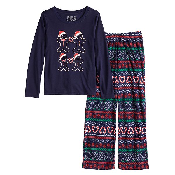 Boys 4-20 Jammies For Your Families Gingerbread Man Holiday Top & Fairisle  Microfleece Bottoms Pajama Set