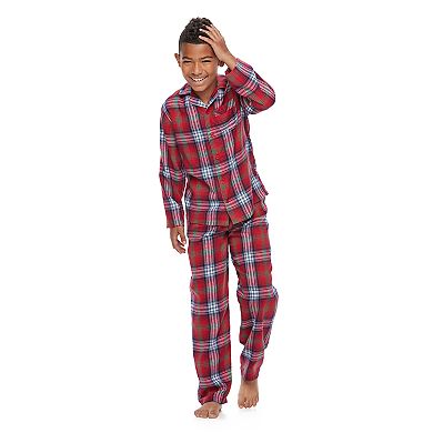 Boys 4-20 Jammies For Your Families Plaid Flannel Top & Bottoms Pajama Set