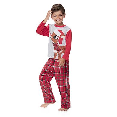 Boys 4-12 Jammies For Your Families Rudolph the Red-Nosed Reindeer Top & Plaid Bottoms Pajama Set with Red Nose Accessory