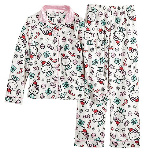 Girls 4-12 Hello Kitty® Christmas Top & Bottoms Pajama Set