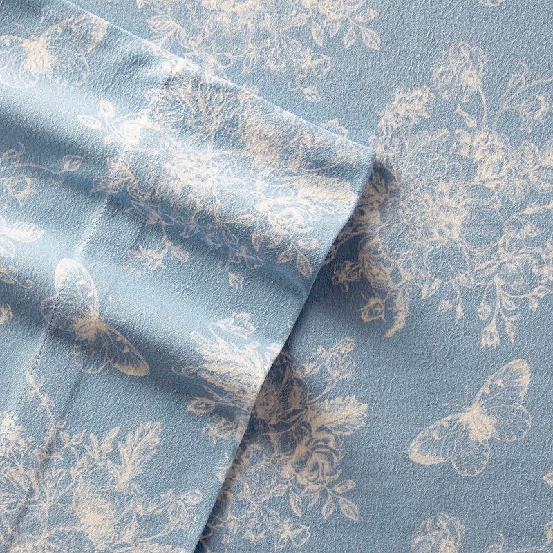 Micro Flannel Print Sheet Set, Med Blue, King