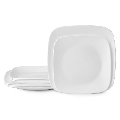 Corelle Boutique Square Vivid White 8piece Lunch & Dinner Plate Set