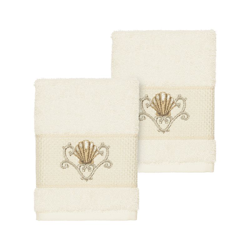 Linum Home Textiles Bella Embellished Washcloth, Ivory