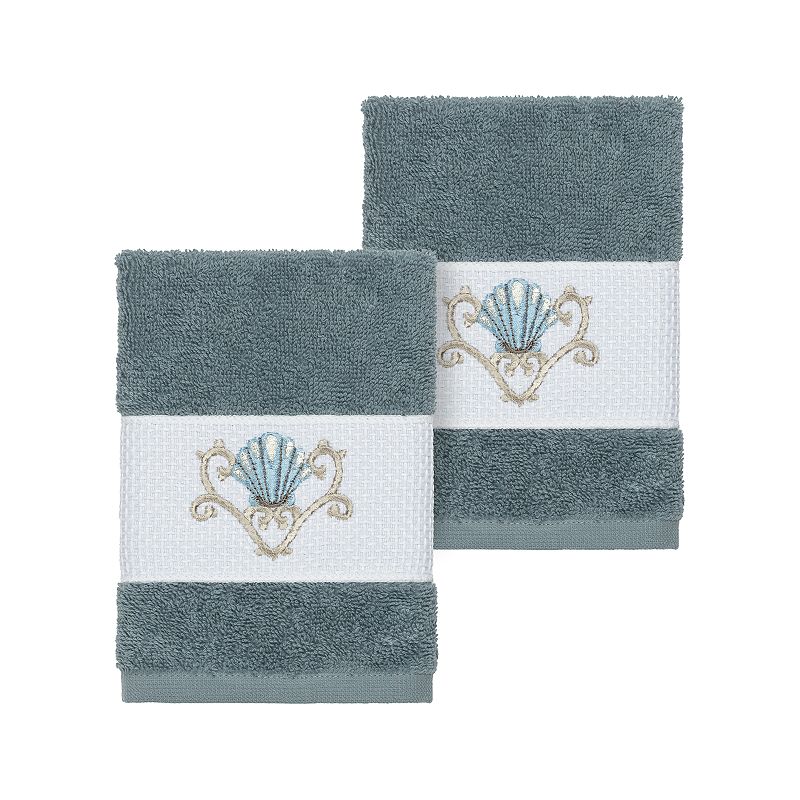 Linum Home Textiles Bella Embellished Washcloth, Blue