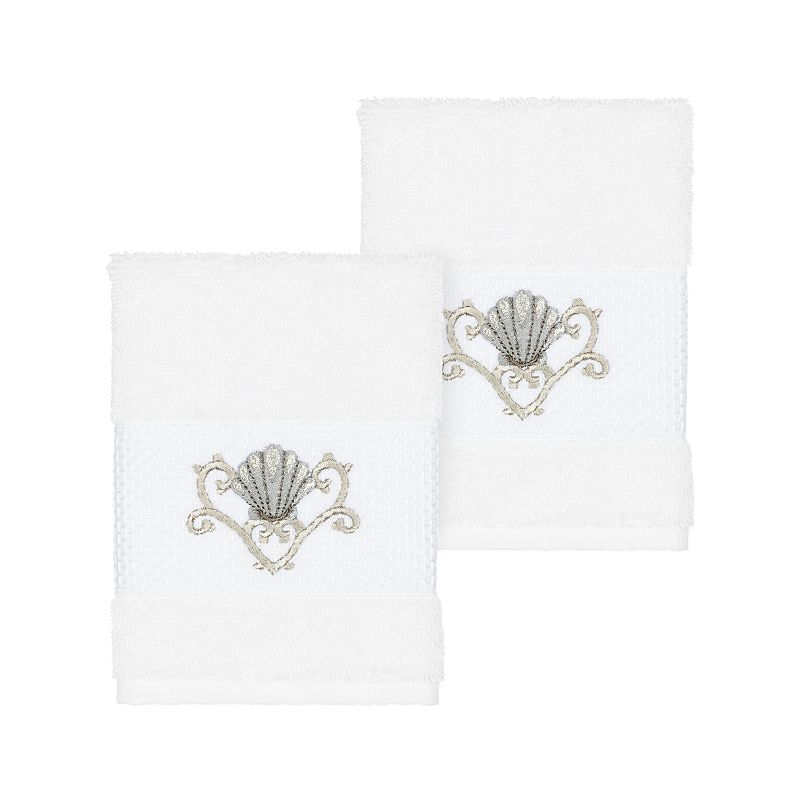 Linum Home Textiles Bella Embellished Washcloth, White