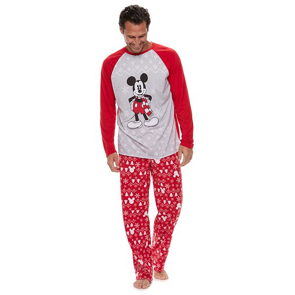 Disney's Mickey Mouse Men's Mickey Sleep Sleep Top & Fairisle Microfleece  Bottoms Pajamas Set by Jammies For Your Families