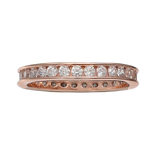PRIMROSE 18k Rose Gold Over Silver Cubic Zirconia Eternity Band