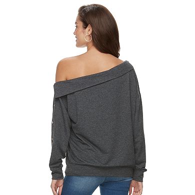 Women's Jennifer Lopez Embellished One-Shoulder Sweatshirt