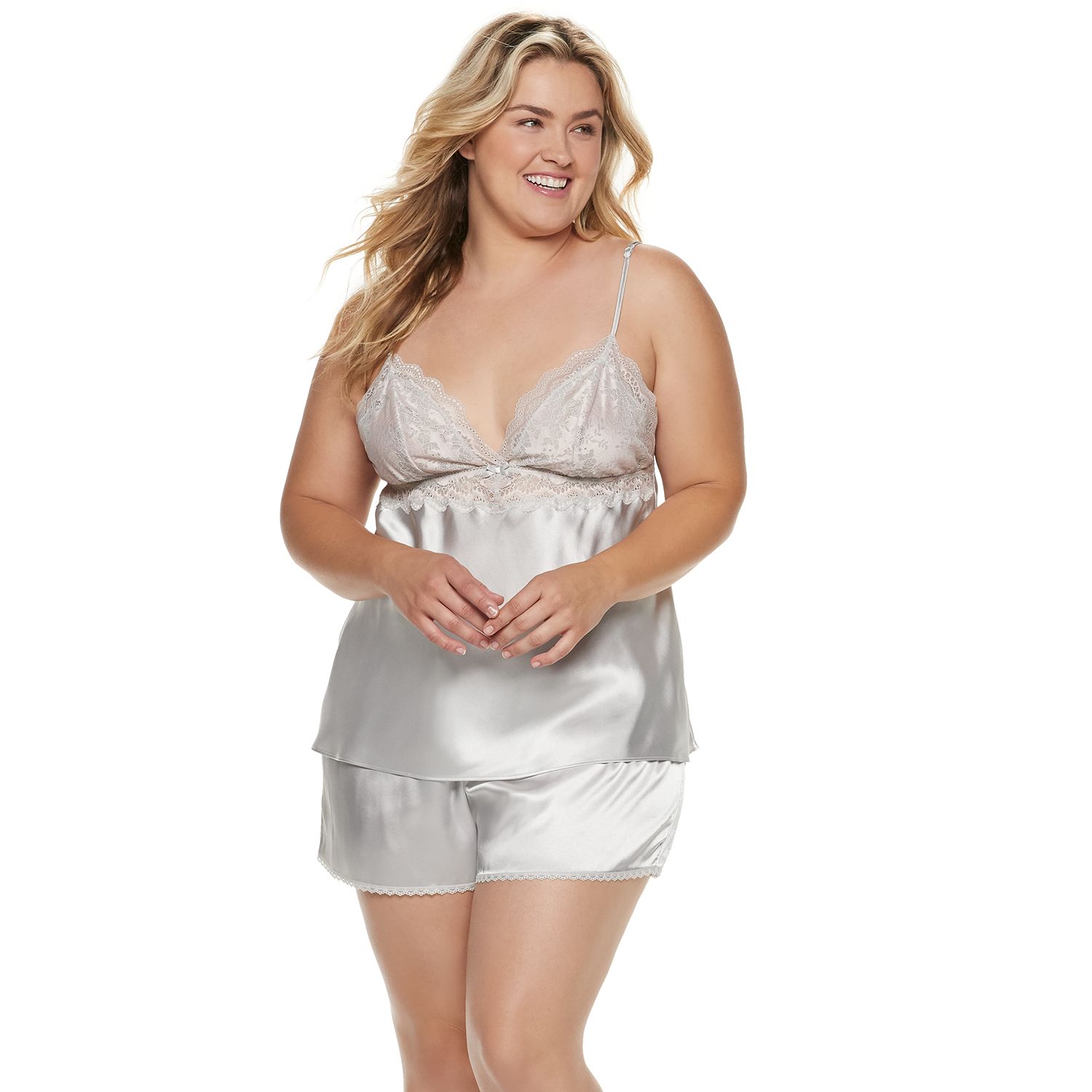 plus size satin short pajamas