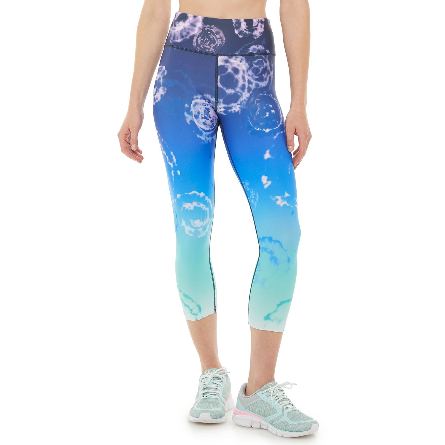 fila sport mesh printed yoga capris