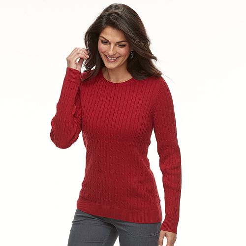 Women's Croft & Barrow® Classic Cable-Knit Crewneck Sweater