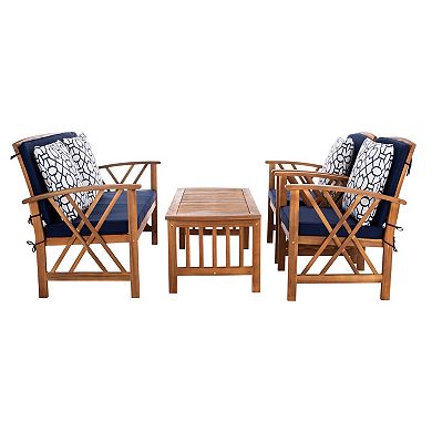 Safavieh Fontana Indoor / Outdoor Loveseat, Chair & Coffee Table 4-piece Set