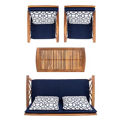 Safavieh Fontana Indoor / Outdoor Loveseat, Chair & Coffee Table 4-piece Set
