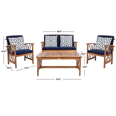 Safavieh Fontana Indoor / Outdoor Loveseat, Chair & Coffee Table 4-piece Set