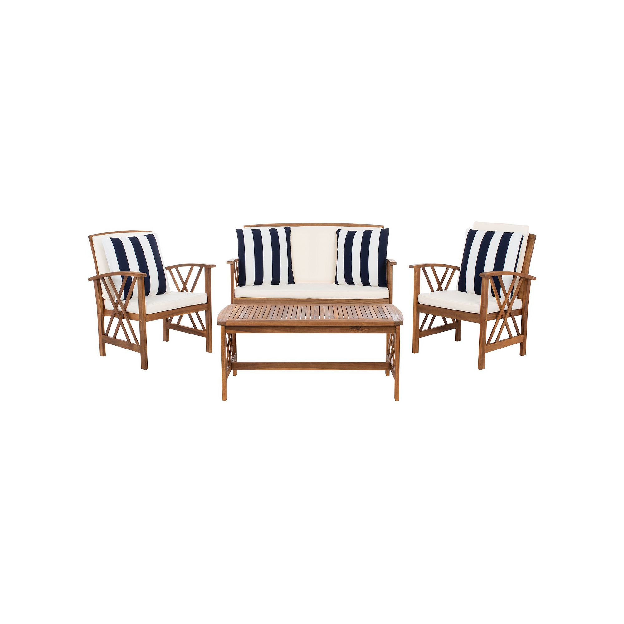 Safavieh Fontana Outdoor Set, Beige Rugby Stripe