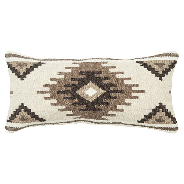 Rizzy Home Biege Geometric Transitional Oblong Throw Pillow