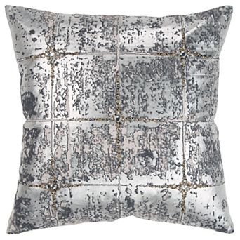 Rizzy Home Silver Abstract Transitional Throw Pillow