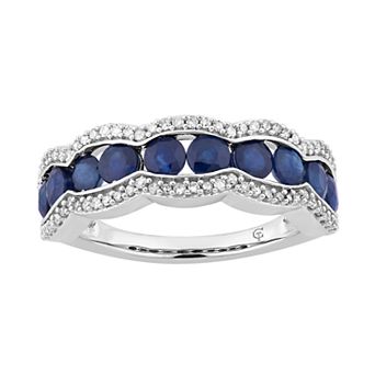 10k White Gold Channel-Set Sapphire & 1/4 Carat T.W. Diamond Ring