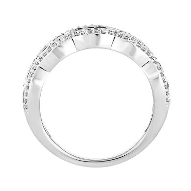 10k White Gold Sapphire & 1/4 Carat T.W. Diamond Ring