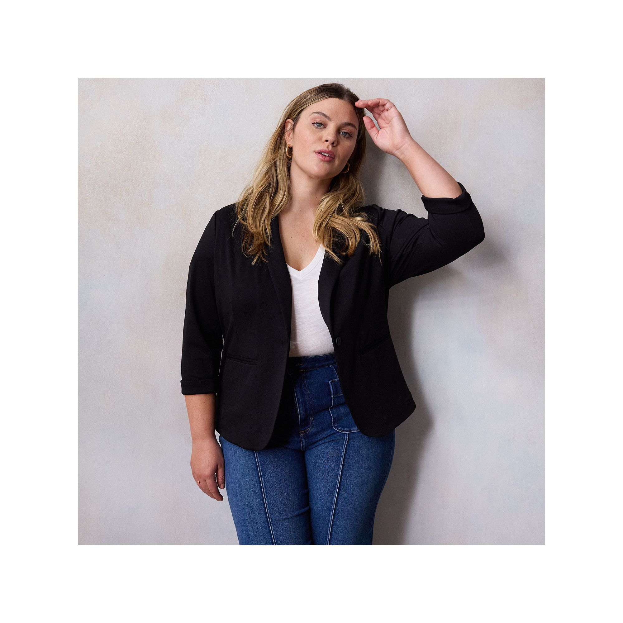 Plus Size LC Lauren Conrad Fitted Blazer, Womens, Size: 0X, Black