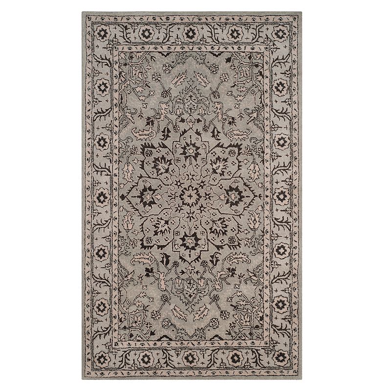 Safavieh Antiquity Winona Framed Floral Wool Rug, Grey, 6X9 Ft