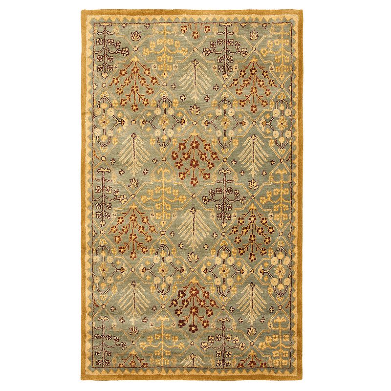 Safavieh Antiquity Samantha Framed Floral Wool Rug, Blue, 2X12 Ft