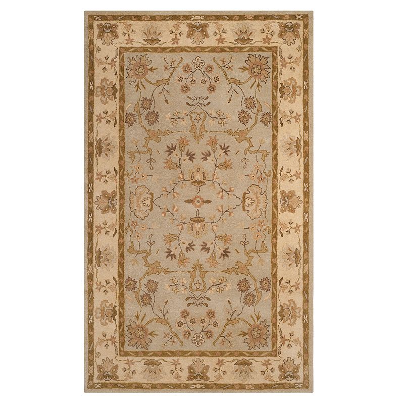 Safavieh Antiquity Suzanne Framed Floral Wool Rug, Grey, 6Ft Rnd