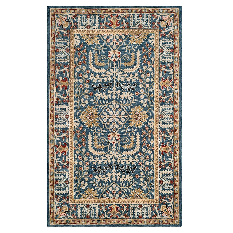 Safavieh Antiquity Henny Framed Floral Wool Rug, Dark Blue, 5X8 Ft