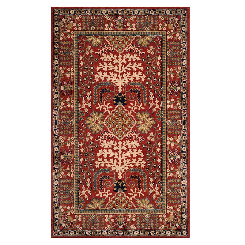 Safavieh Antiquity Henny Framed Floral Wool Rug, Red, 6Ft Rnd