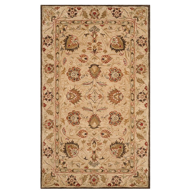 Safavieh Antiquity Margaret Framed Floral Wool Rug, Beig/Green, 6X9 Ft