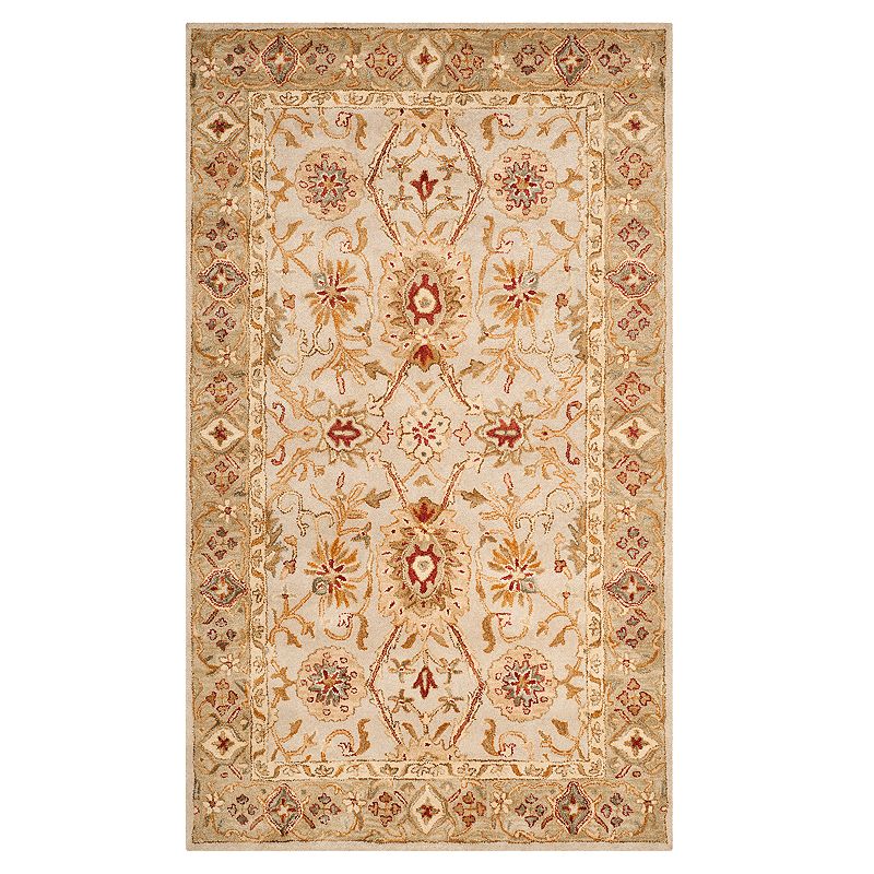 Safavieh Antiquity Lisa Framed Floral Wool Rug, Beige, 6Ft Rnd