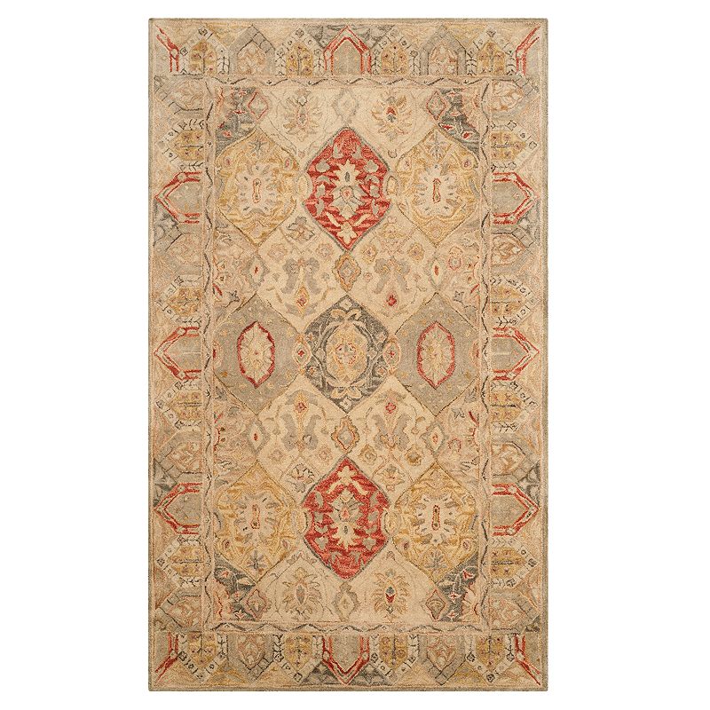 Safavieh Antiquity Victoria Framed Floral Wool Rug, Beig/Green, 2X12 Ft