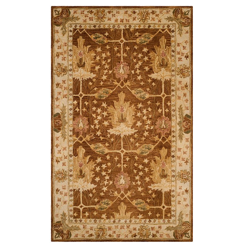 Safavieh Antiquity Shannon Framed Floral Wool Rug, Brown, 7.5X9.5 Ft