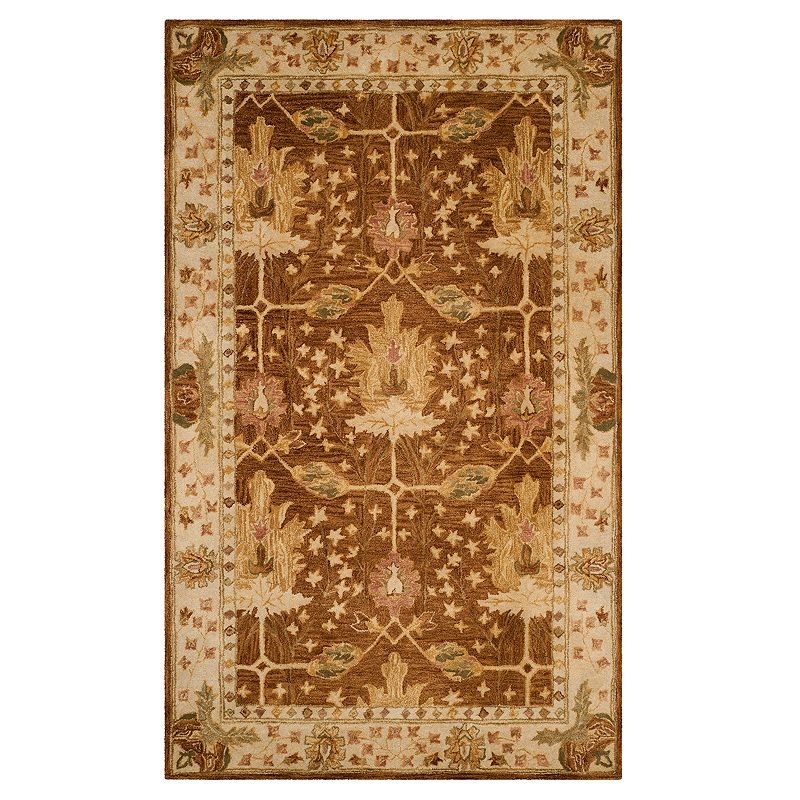 Safavieh Antiquity Shannon Framed Floral Wool Rug, Brown, 3X5 Ft