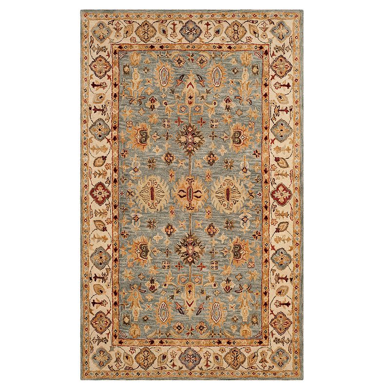 Safavieh Antiquity Sabrina Framed Floral Wool Rug, Blue, 5X8 Ft
