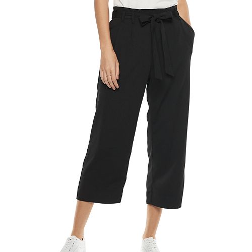 Women's POPSUGAR Paperbag-Waist Wide Leg Crop Pants