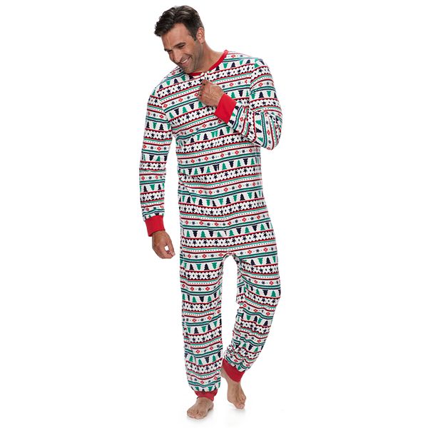 Big & Tall Jammies For Your Families Fairisle Microfleece One-Piece Pajamas