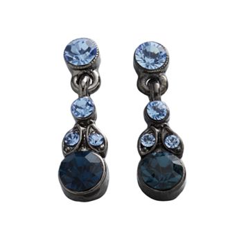 1928 Jet Blue Simulated Crystal Drop Earrings