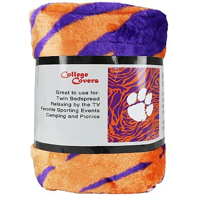 NCAA Clemson Tigers Soft Raschel Throw Blanket