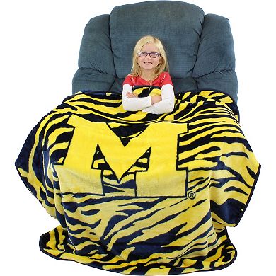 NCAA Michigan Wolverines Soft Raschel Throw Blanket