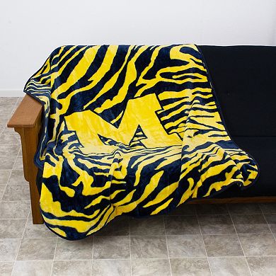 NCAA Michigan Wolverines Soft Raschel Throw Blanket