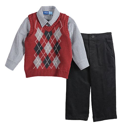Toddler Boy Great Guy Argyle Sweater Vest, Shirt & Pants Set