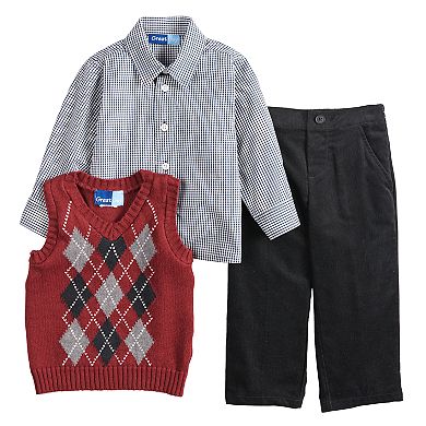 Toddler Boy Great Guy Argyle Sweater Vest, Shirt & Pants Set