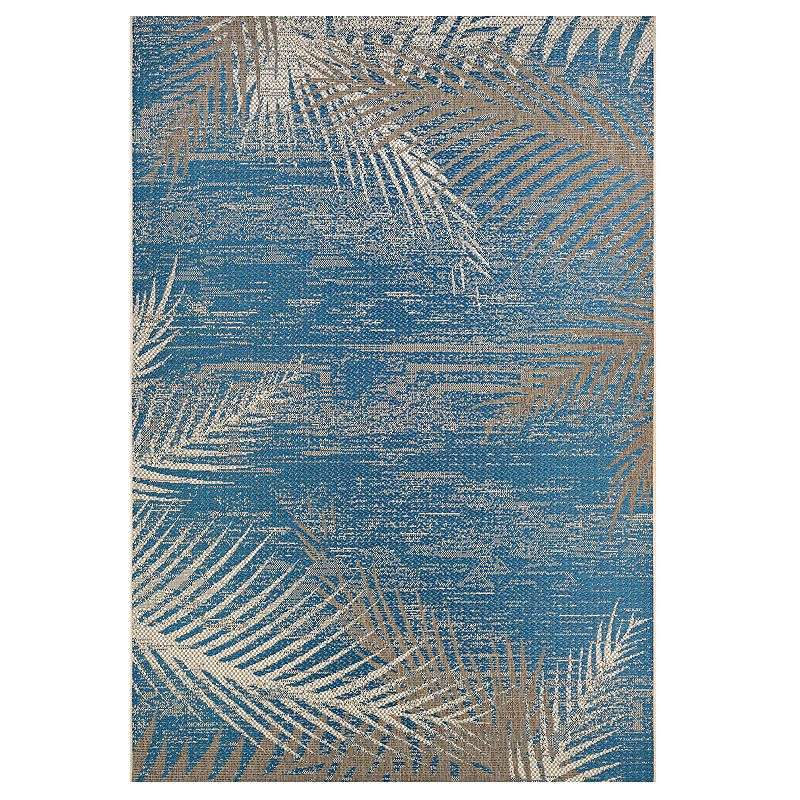 Couristan Monaco Tropical Palms Indoor / Outdoor Rug, Blue, 6X9 Ft