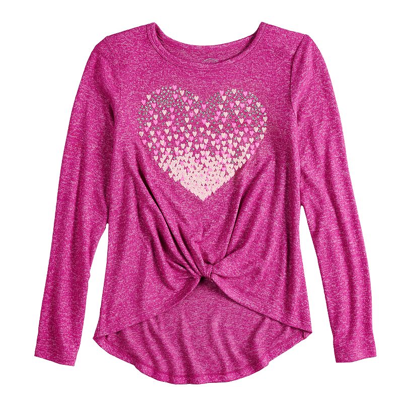 UPC 400624030283 product image for Girls 7-16 & Plus Size SO® Cozy Front Knot Long Sleeve Graphic Tee, Size: 12, Da | upcitemdb.com