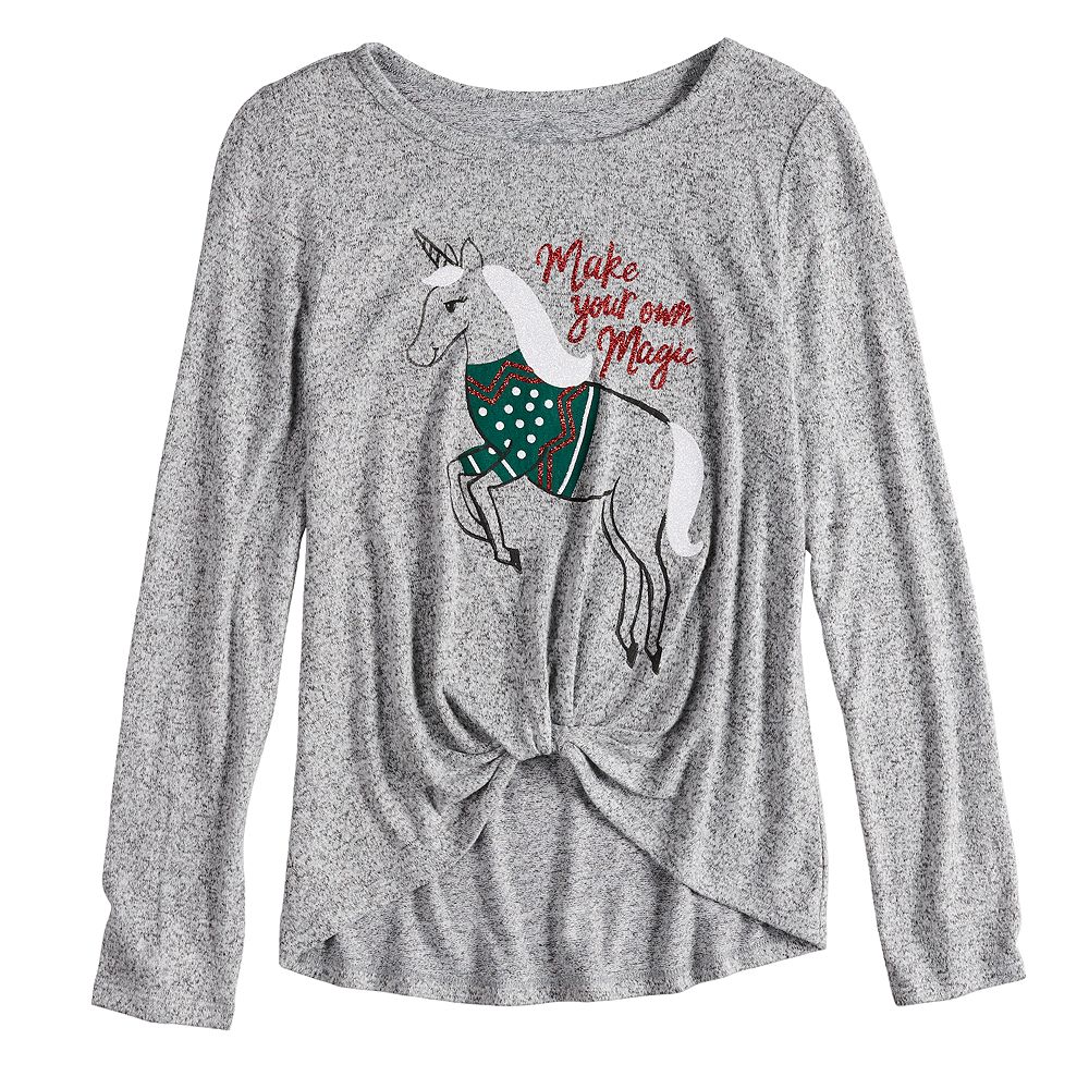 Girls 7-16 & Plus Size SO® Cozy Front Knot Long Sleeve Holiday